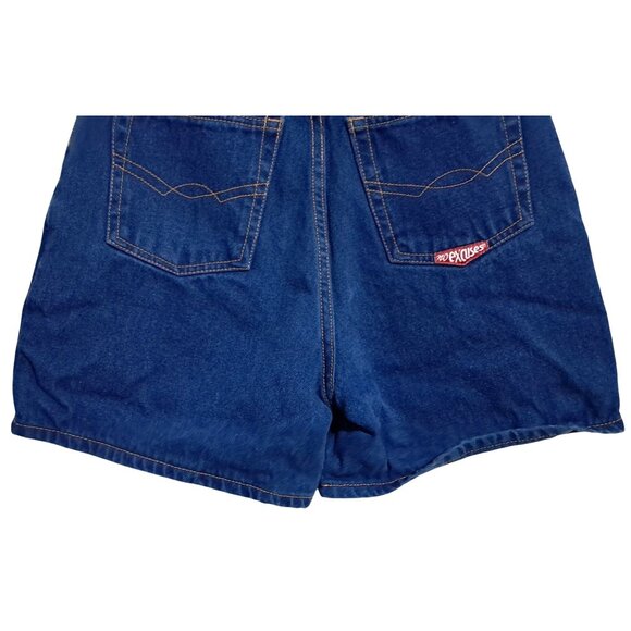 Vintage 90s High-Waist Denim Shorts By No Excuses  Size 9/10 100% Cotton Indigo - Picture 9 of 11